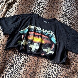 Metallica Women's Black Graphic Cropped Tee